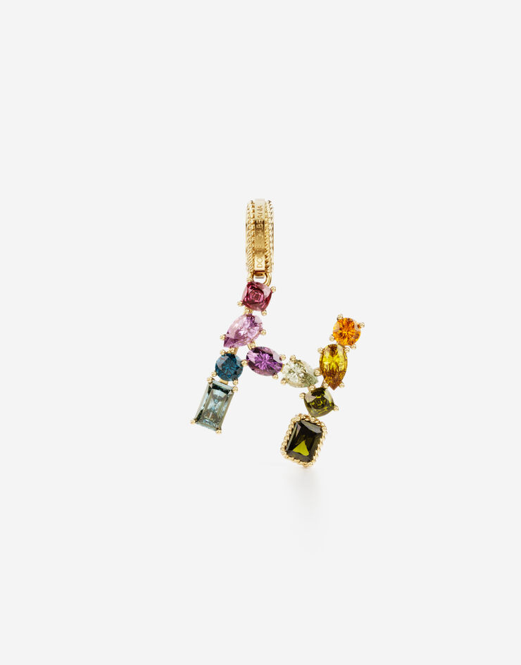 Dolce & Gabbana Breloque H Rainbow alphabet en or jaune 18 ct avec pierres multicolores Doré WANR2GWMIXH