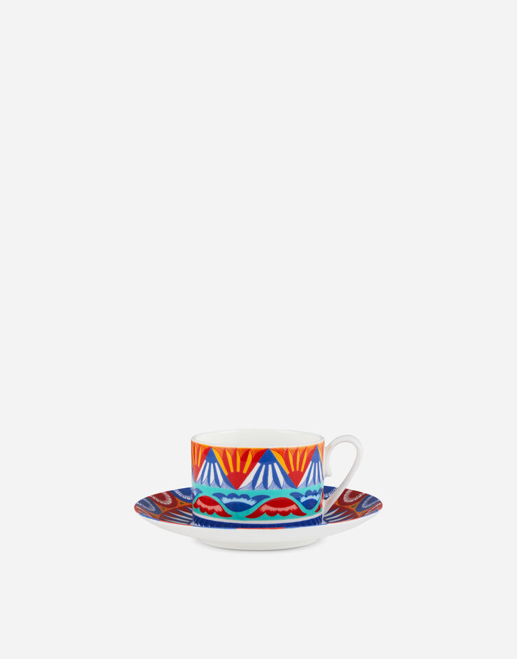 Dolce & Gabbana Tasse à Thé avec Soucoupe en Porcelaine Fine Multicolore TC0S06TCA11