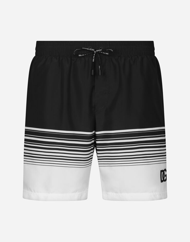 Dolce & Gabbana Mid-rise swim trunks with DG print White M4A13TFIM35