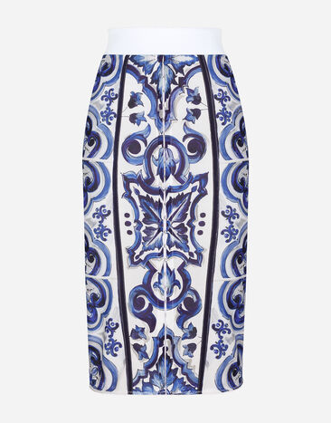 Dolce & Gabbana Majolica print midi skirt Multicolor F6AEITHH5A1