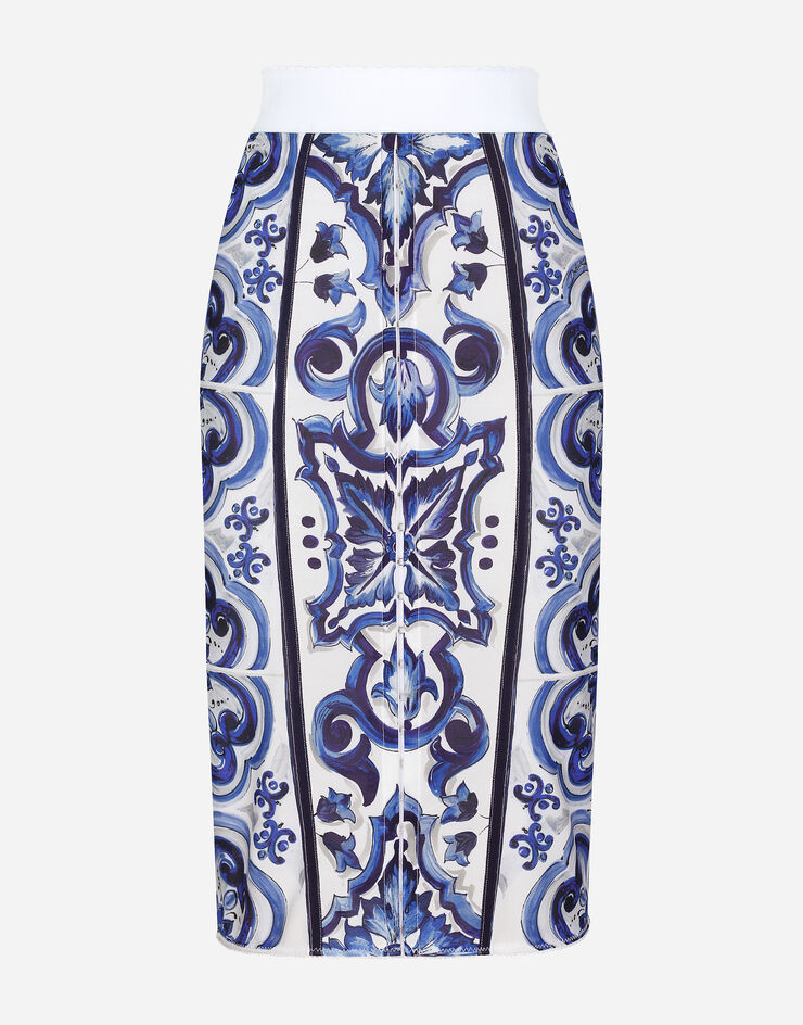 Dolce&Gabbana Falda midi con estampado maiolica Multicolor F4K33TFPSH6