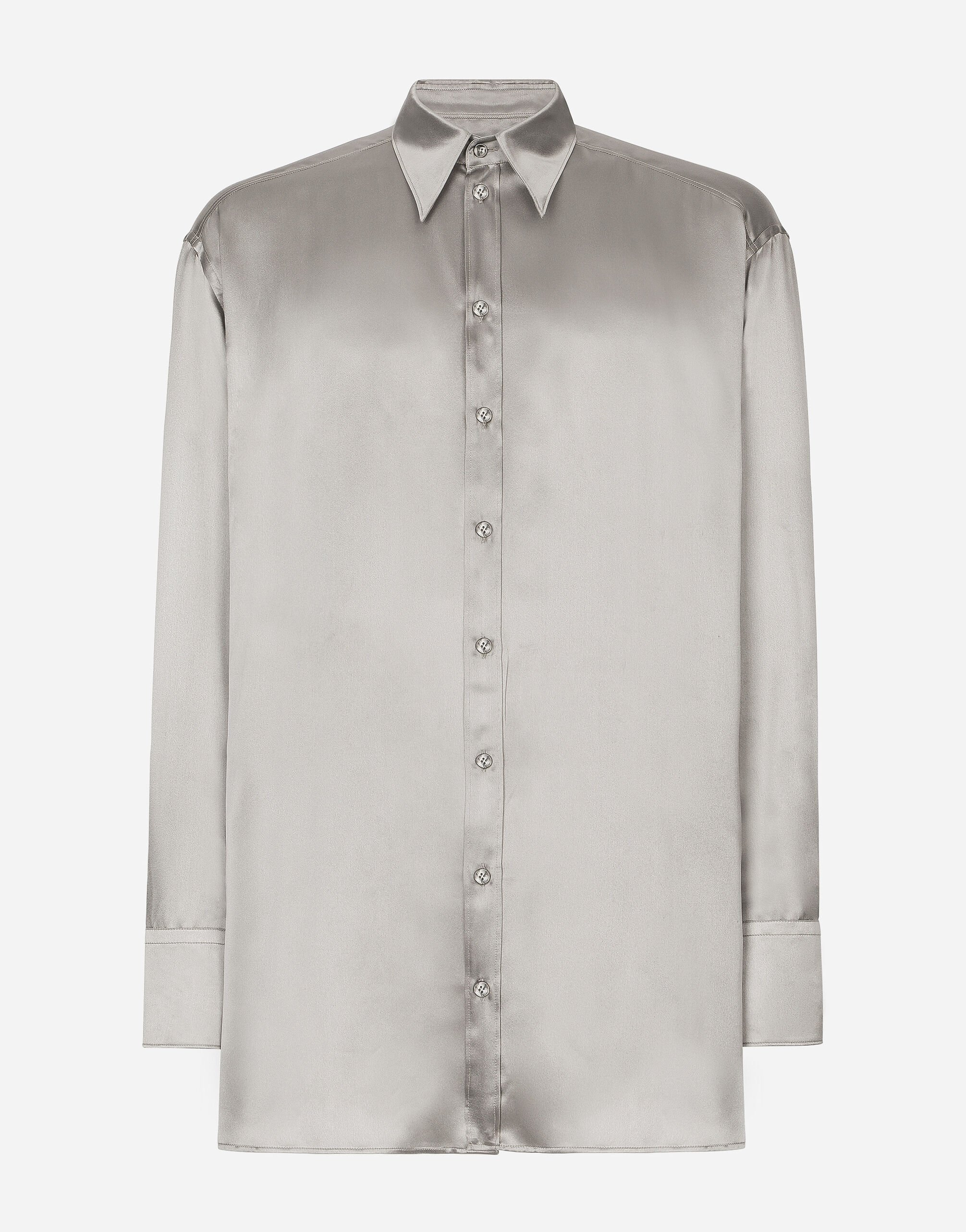 Dolce & Gabbana Oversize silk shirt Grey G2RQ3TFUBE7