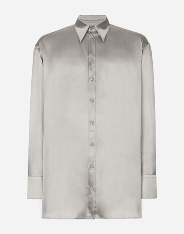 Dolce & Gabbana Oversize silk shirt Plateado G2QU6TFLSEP