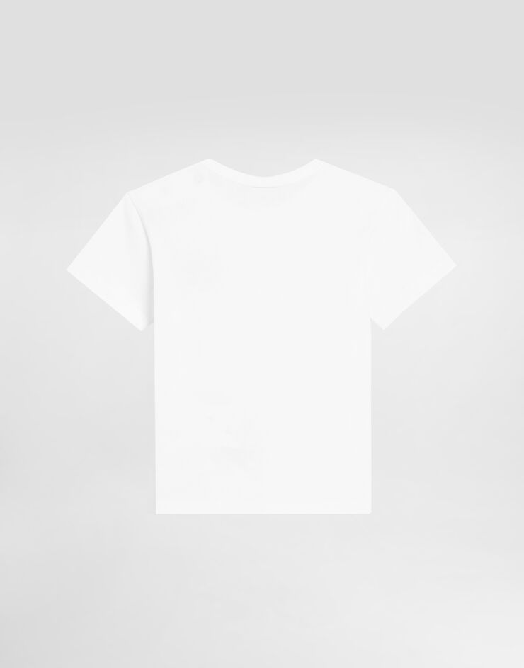 Dolce&Gabbana T-Shirt aus Jersey Logoplakette Weiss L1JT7TG7I2O