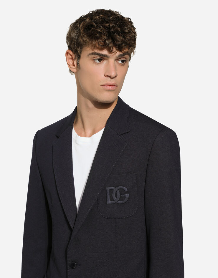 Single-breasted stretch jersey jacket in Blue for | Dolce&Gabbana® US