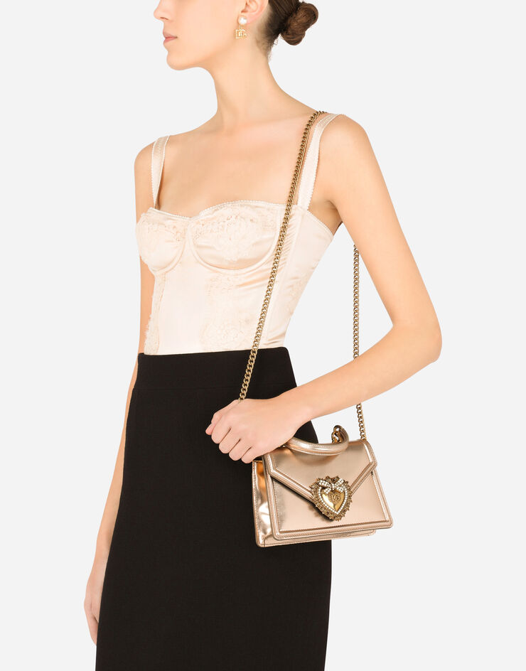 Dolce & Gabbana Small Devotion bag in nappa mordore leather оранжевый BB6711A1016