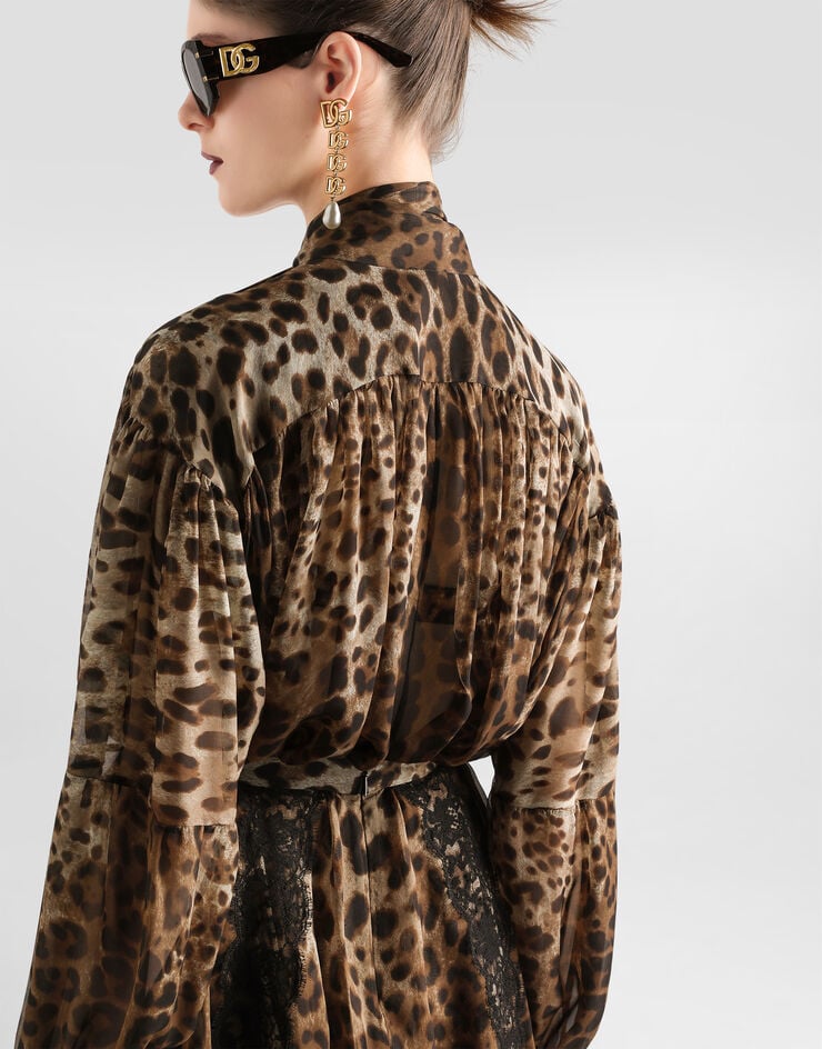 Dolce & Gabbana Leo-print silk chiffon shirt Dolce & Gabbana Leo-print silk chiffon shirt Print F5U23TFS1AR