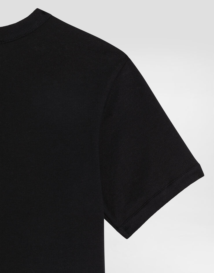 Dolce & Gabbana DGエンブロイダリー ジャージー ヘンリーネック Tシャツ   Blue L4JTJAG7PEW