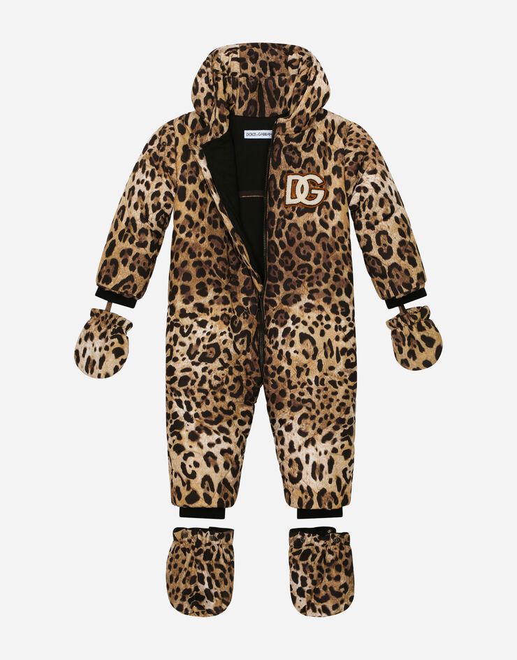 Dolce & Gabbana Padded quilted nylon snowsuit with leopard print Animal Print L1JO4ZISMDZ