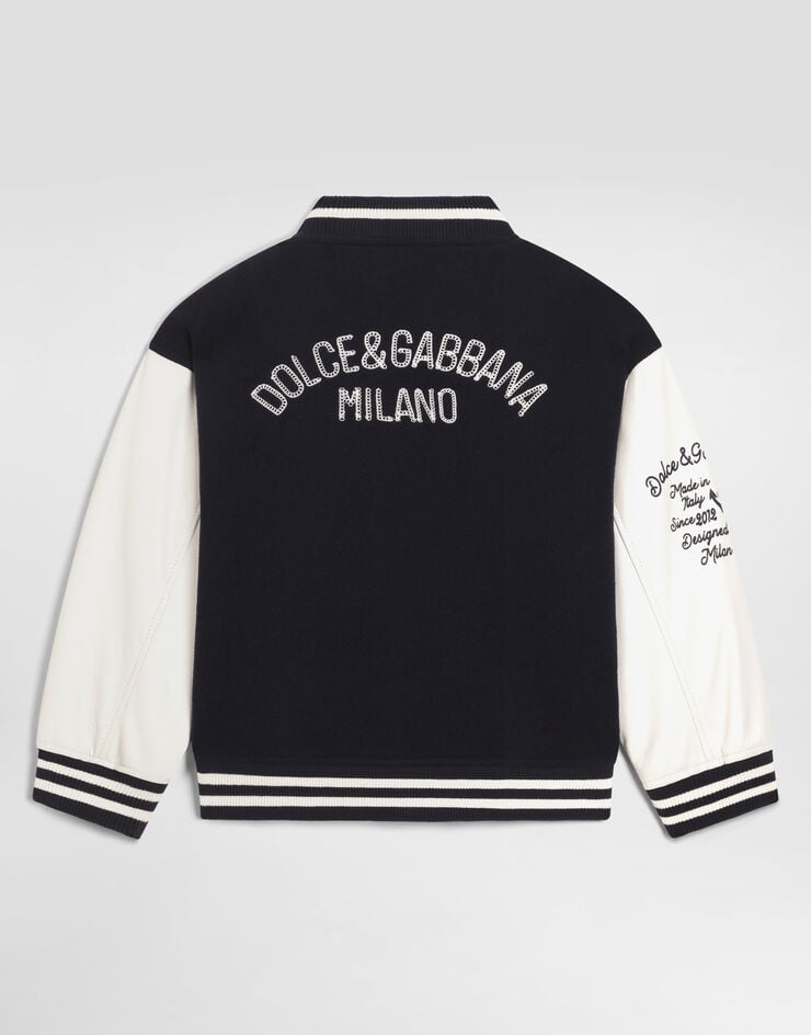 Dolce & Gabbana Cloth bomber jacket with logo Multicolor L42BA3G7QNE