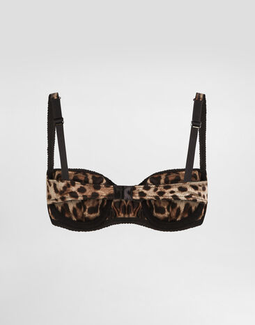 Dolce & Gabbana Soutien-gorge balconnet en satin à imprimé léopard et dentelle Multicolore O1A14TFSAXY