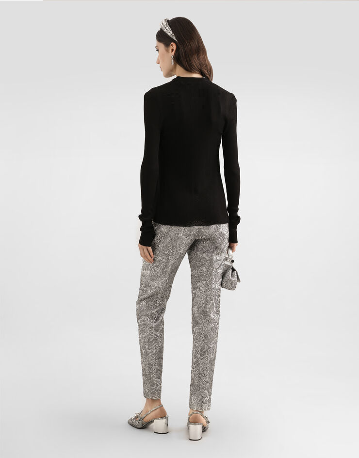Dolce & Gabbana Floral jacquard trousers Silver FTAM2ZFJZAL