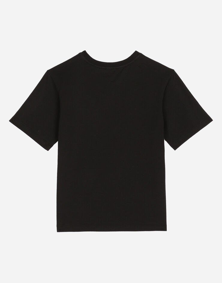 Dolce & Gabbana T-Shirt aus Jersey mit DG-Logo Schwarz L4JTBLG7K2M