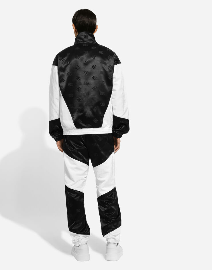 Dolce & Gabbana Zip-up nylon jacquard jacket with DG logo Black G9AVJTGH532