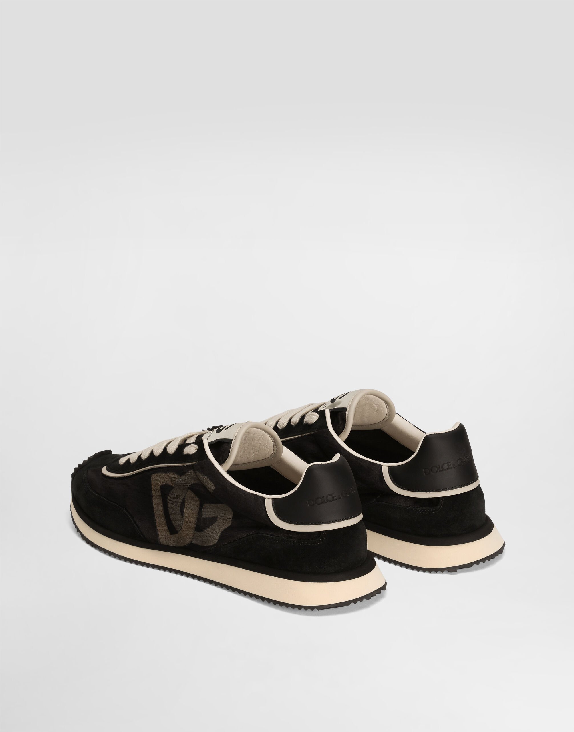 ★25SS Dolce&Gabbana DG CUSHION ラウンドトゥ ロゴ スニーカー Blackのメンズ DAYMASTER DGロゴ ナイロン スニーカー