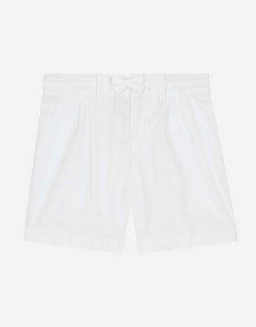 Dolce & Gabbana Stretch poplin shorts with logo tag Print L1JQT8II7EI
