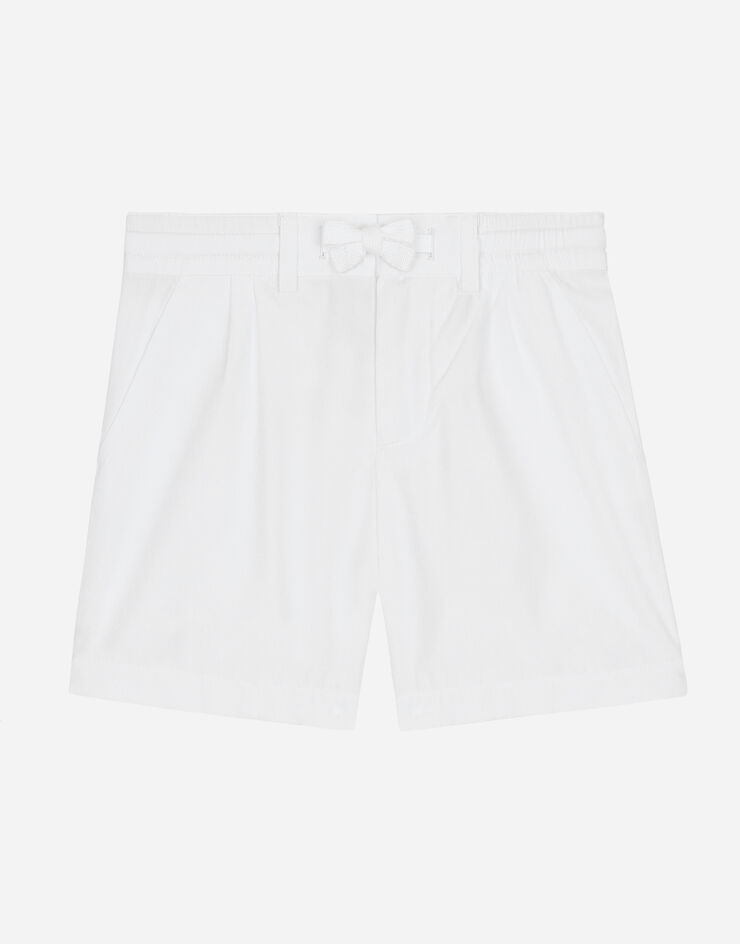 Dolce & Gabbana Stretch poplin shorts with logo tag White L12Q95FUFIP