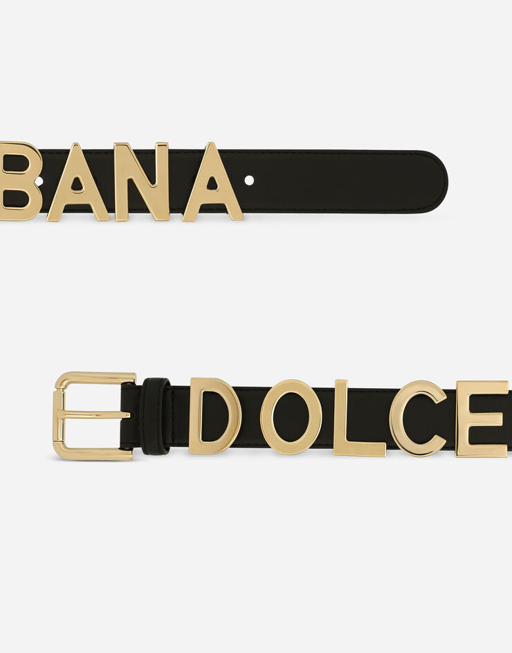 Dolce & Gabbana KIM DOLCE&GABBANA Ceinture en cuir de veau avec lettering Multicolore BE1521AM681