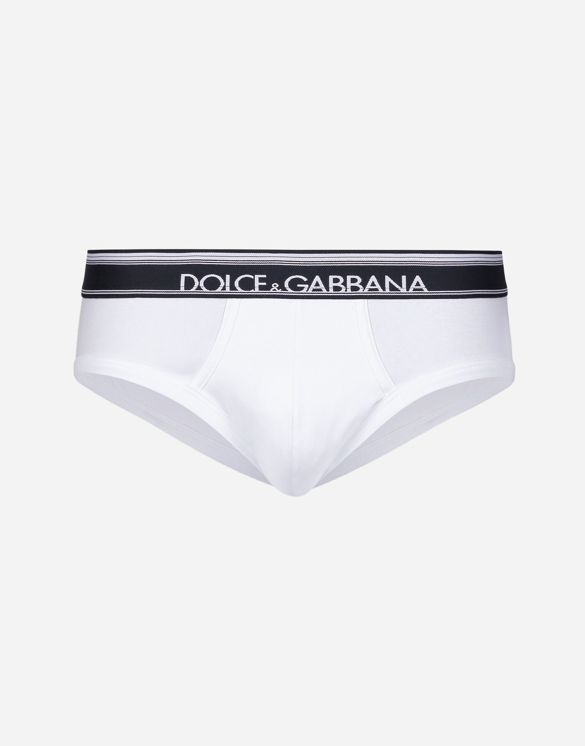 Dolce & Gabbana Pack de deux slips mi-longs en coton bi-stretch Noir M9C03JONN95