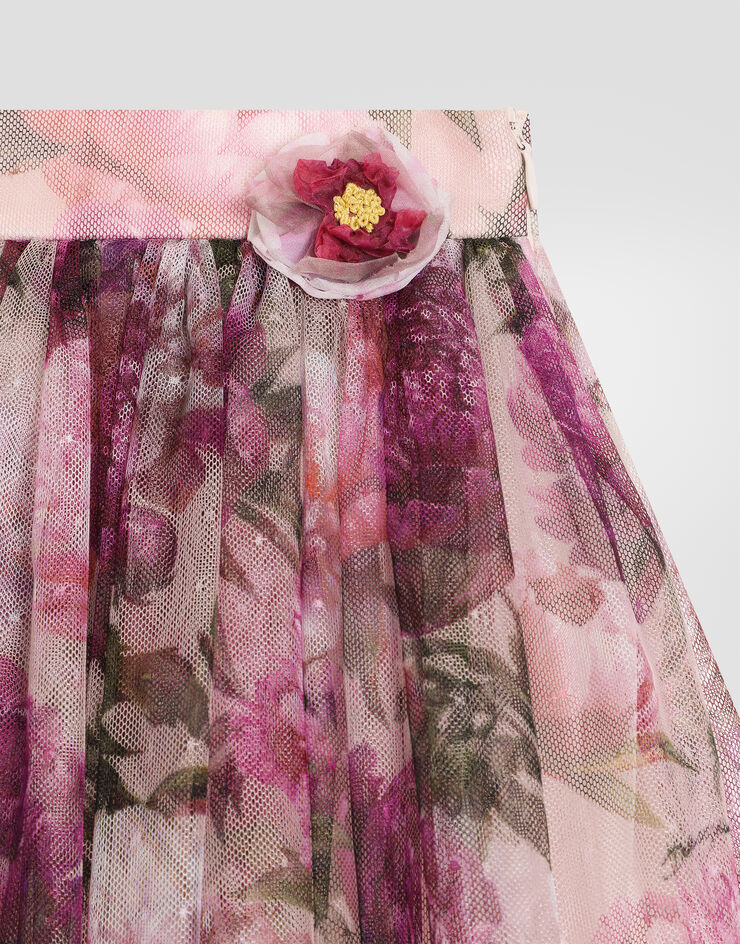 Dolce & Gabbana Peony-print tulle skirt Multicolor L26I19G7QZW