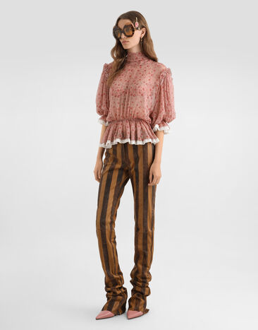 Dolce & Gabbana Nappa leather trousers with striped print Multicolor FTDG7LGDDJ5