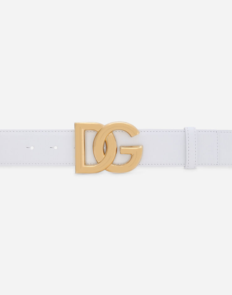 Dolce & Gabbana Calfskin belt with DG logo White BE1446AW576