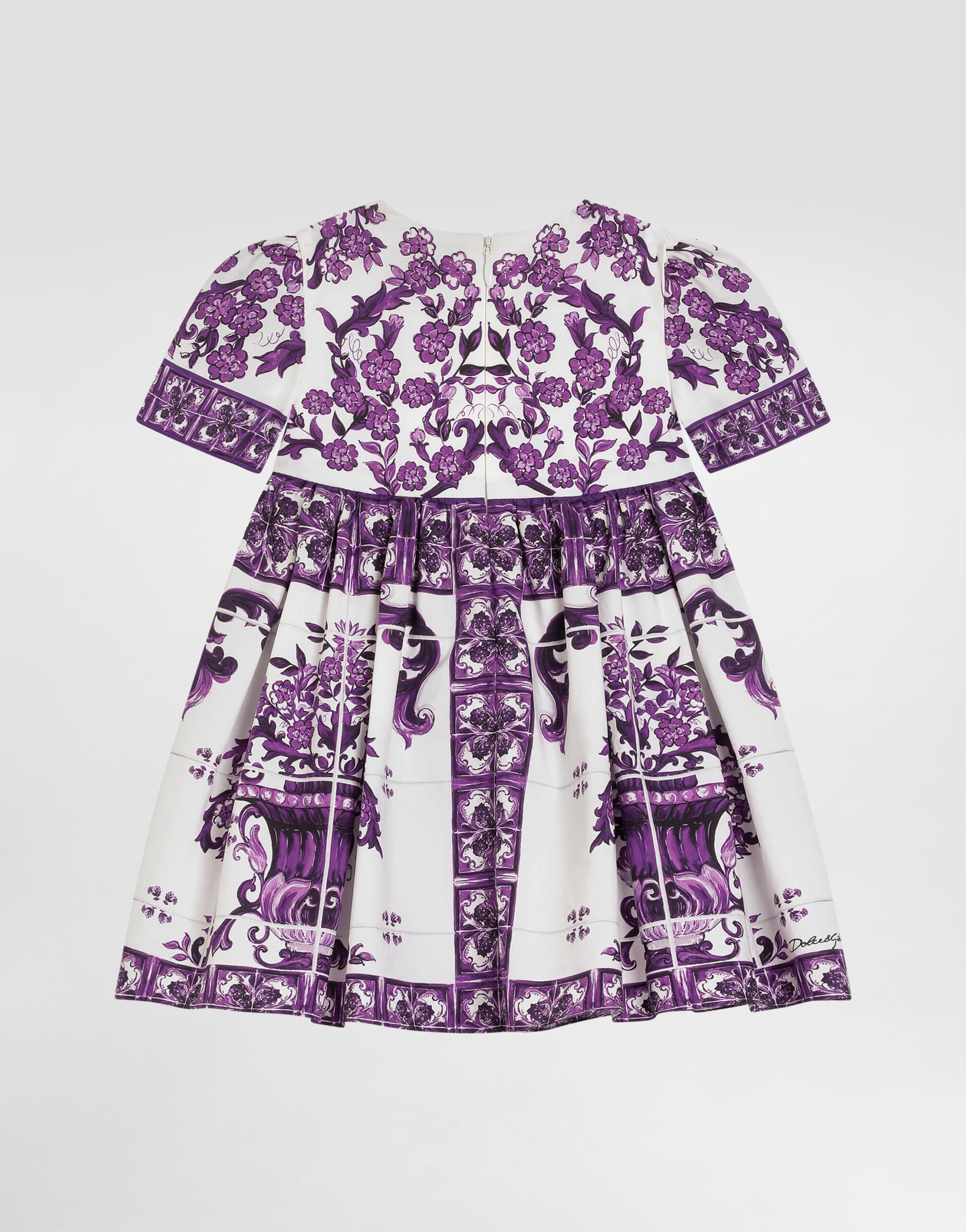 Majolica-print cotton poplin dress in Multicolor for Girls