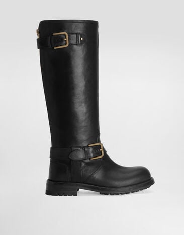 Dolce & Gabbana Calfskin biker boots Black CU1213AW352
