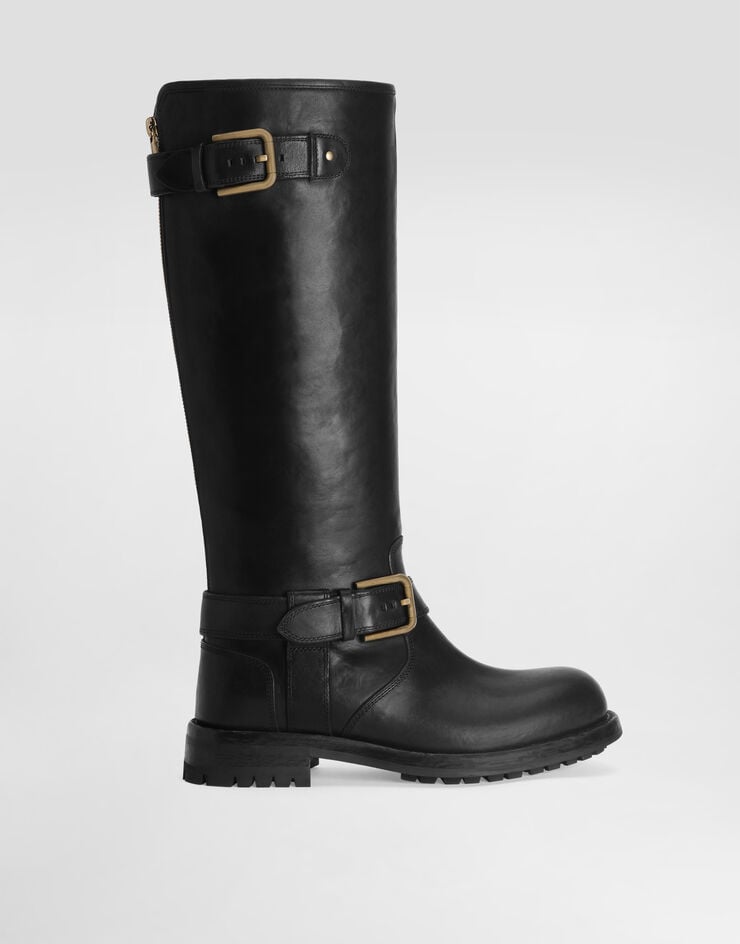 Dolce & Gabbana Calfskin biker boots Black CU1213AW352