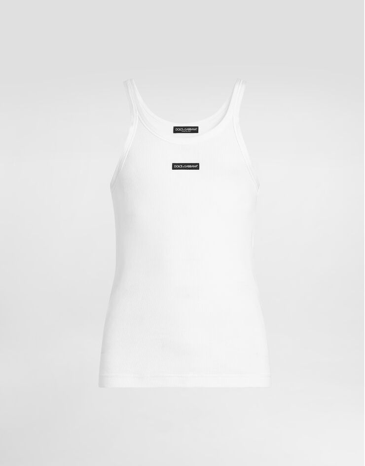 Dolce & Gabbana Cotton tank top with print White G8PA8TG7P3I
