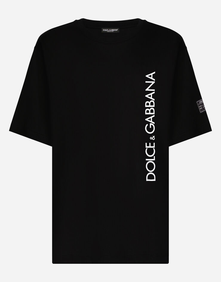 Dolce & Gabbana 세로 로고 프린트 반소매 티셔츠 블랙 G8PN9TG7M1D