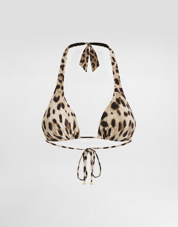 Dolce & Gabbana Leopard-print padded triangle bikini top Multicolor O1A01JONO11