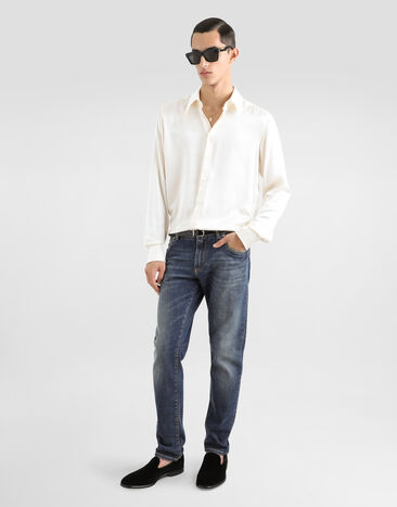 Dolce & Gabbana Silk satin Martini-fit shirt White G5JL8TGK384
