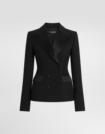 Dolce & Gabbana Wool cady double-breasted jacket Black F27JKTHUMUS