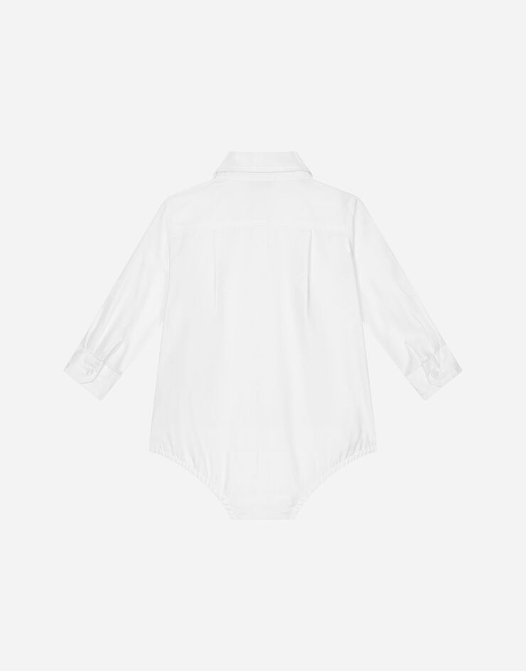 DolceGabbanaSpa Bodi tipo camisa de popelina con logotipo en jacquard Blanco L11O82FJ5GU