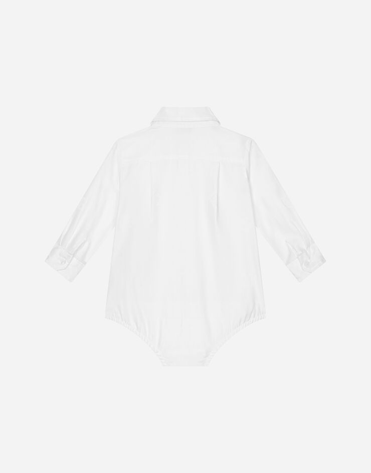 DolceGabbanaSpa Poplin shirt-style babygrow with jacquard logo White L11O82FJ5GU