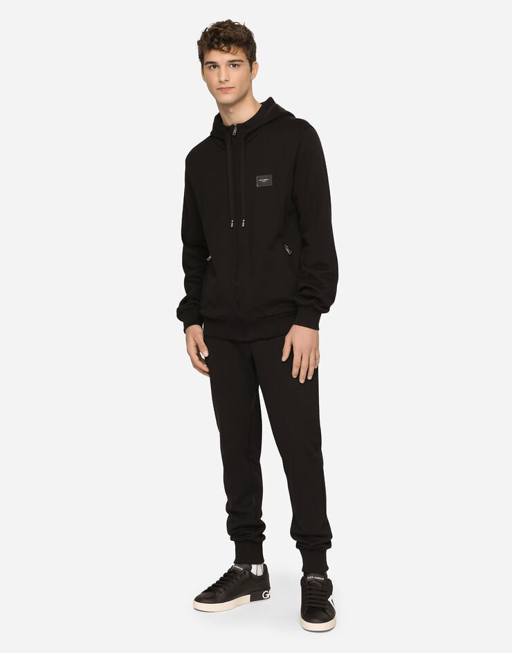 Dolce & Gabbana Jersey-Sweatshirt mit Kapuze und Reißverschluss Schwarz G9PD2TFU7DU