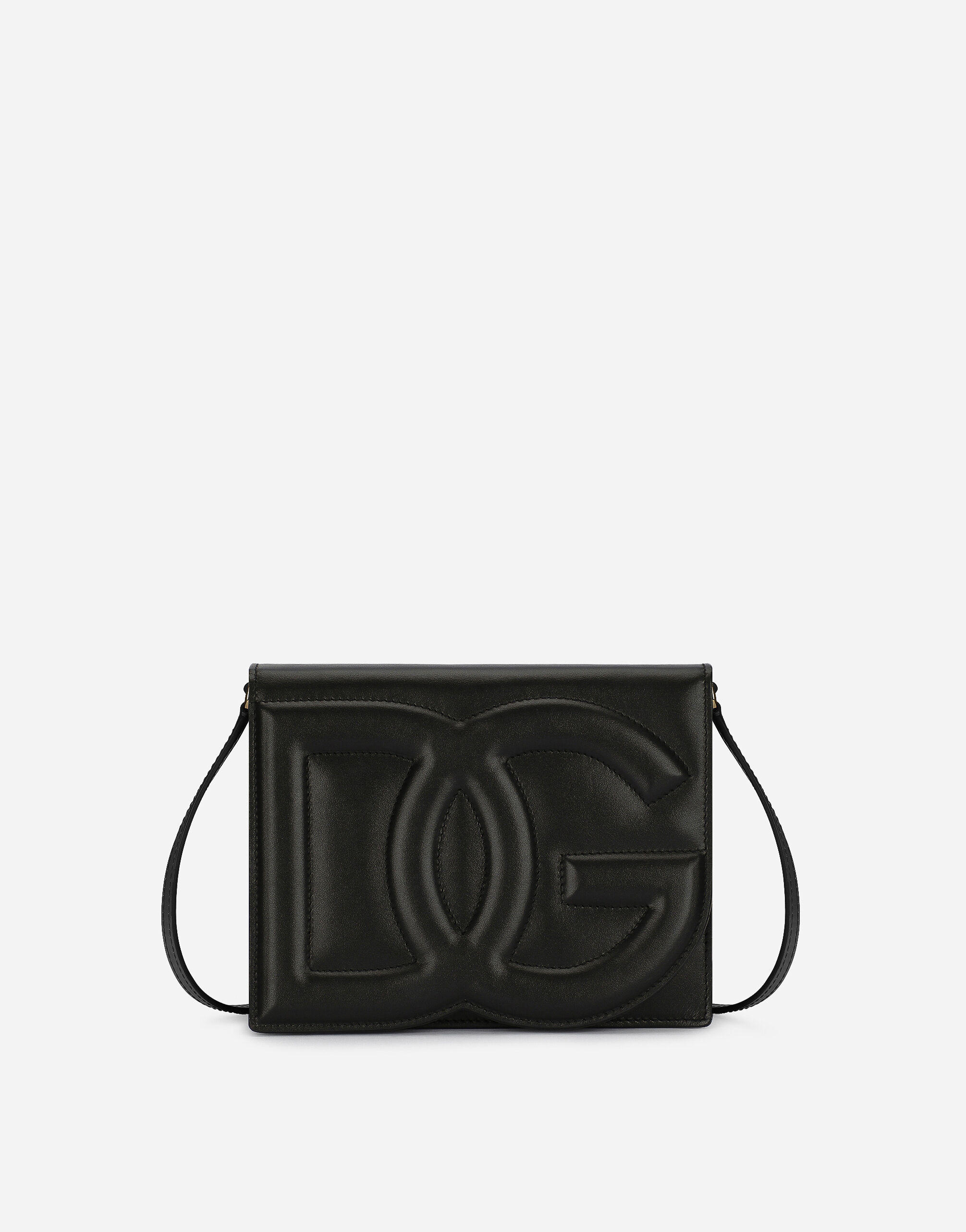 Dolce & Gabbana Umhängetasche DG Logo Bag aus Kalbsleder Schwarz BB7100AW437