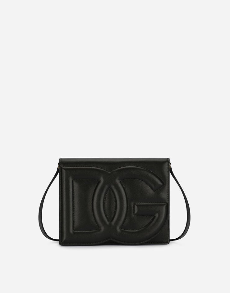 Dolce & Gabbana Sac DG Logo Bag à bandoulière en cuir de veau Noir BB7287AW576