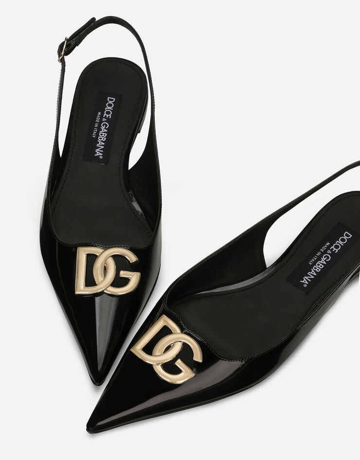 Dolce & Gabbana スリングバックパンプス シャイニーカーフスキン ブラック CG0750A1037