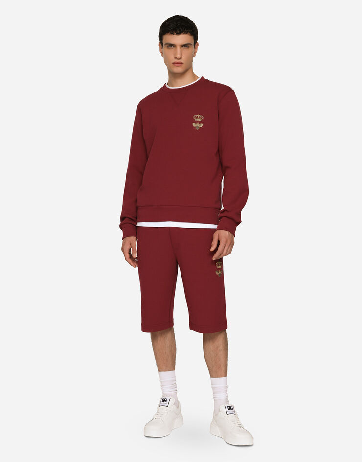 Dolce&Gabbana Jersey jogging shorts with embroidery Bordeaux GVF8AZHU7H9