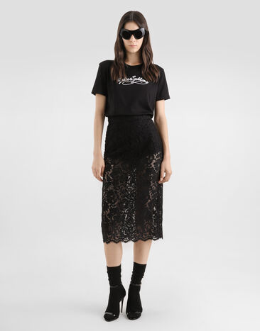 Dolce & Gabbana Jersey t-shirt with embroidery Black F8V42ZGDDL1