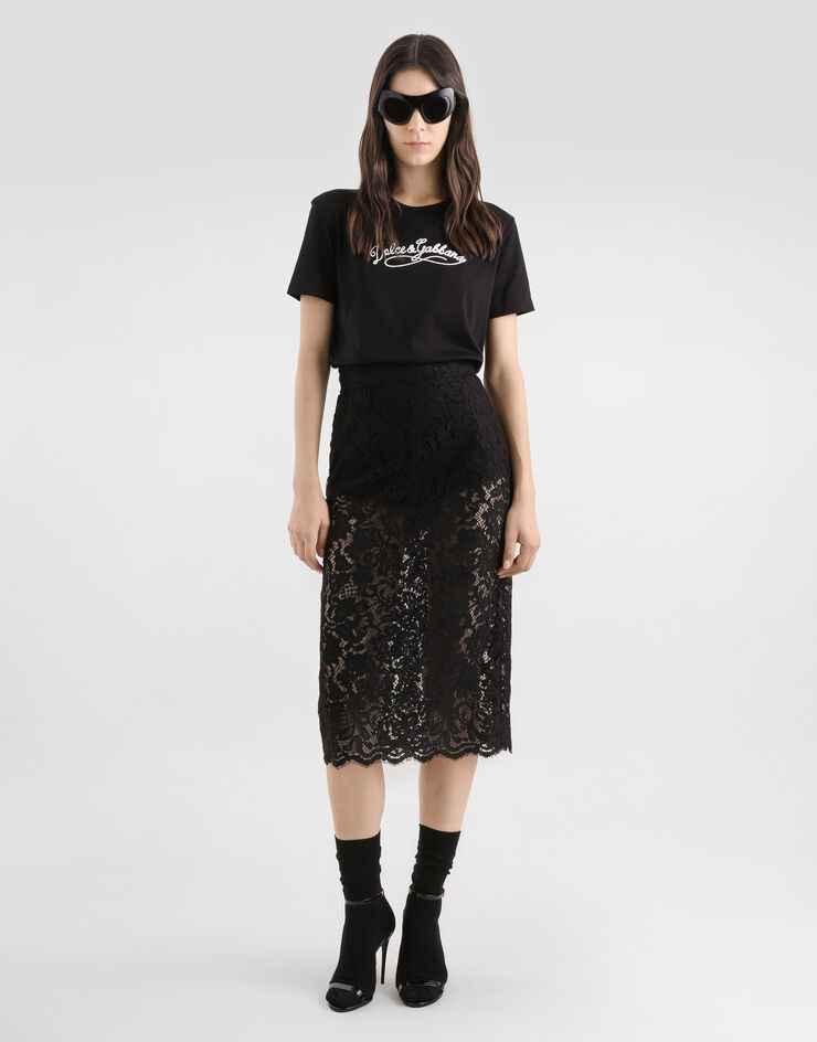 Dolce & Gabbana Jersey t-shirt with embroidery Dolce & Gabbana Jersey t-shirt with embroidery Black F8V42ZGDDL1