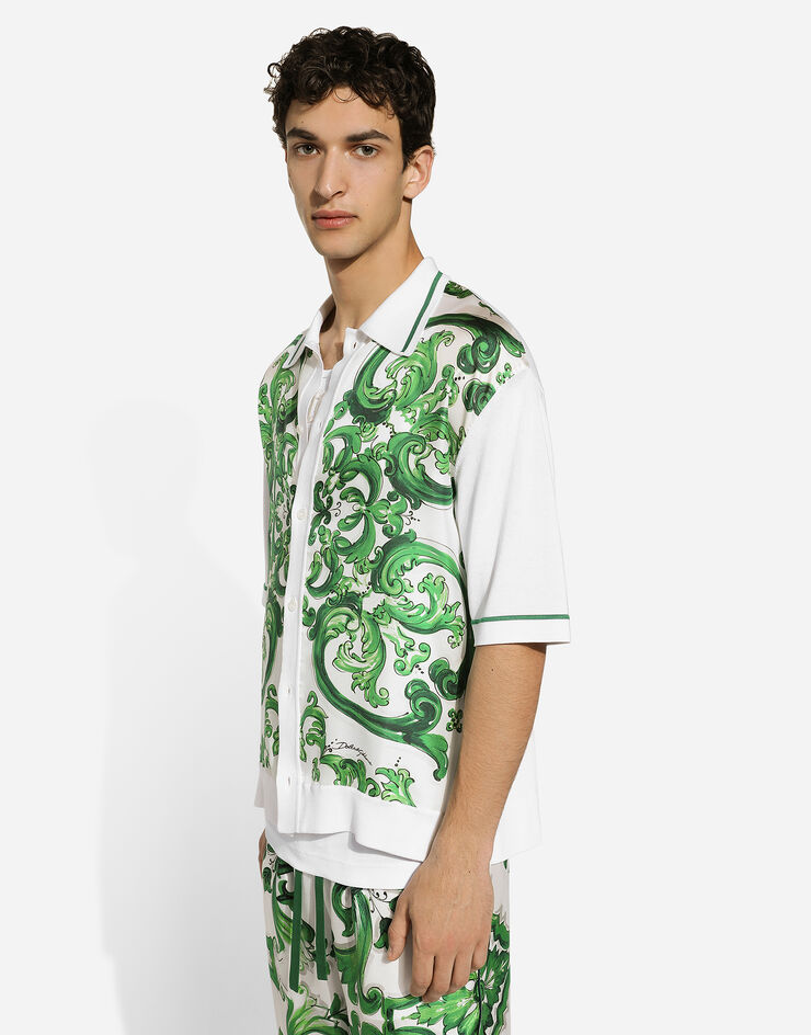 Dolce & Gabbana 马约利卡印花真丝与纱线阔型衬衫 版画 GXV29TJBSJL