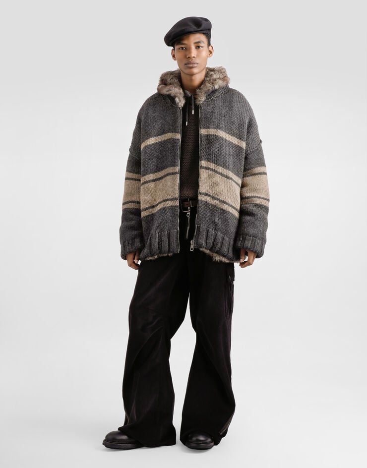 Dolce & Gabbana Pullover aus Wolle und Kaschmir Brown GXXAGTJGMC7