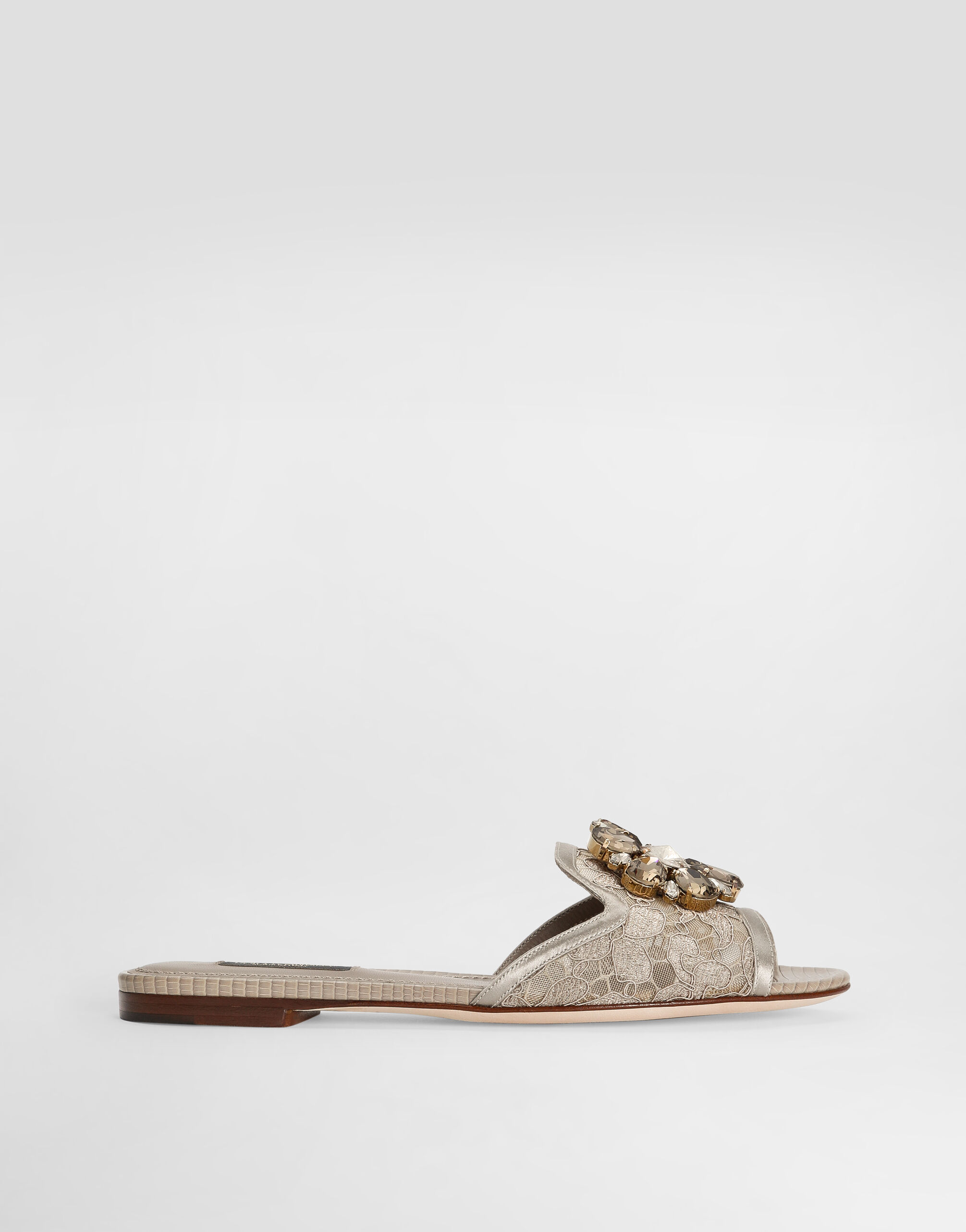 Slippers In Lace With Crystals - Women | Dolce&Gabbana