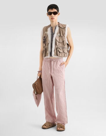 Dolce & Gabbana T-shirt serafino en coton Grey G8TO9TFU7AV
