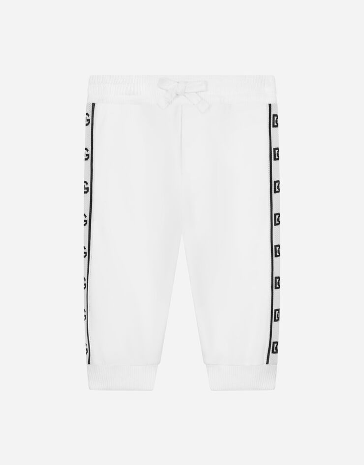 DolceGabbanaSpa Pantalón de chándal en punto con logotipo en bandas laterales Blanco L1JPIIG7KK5