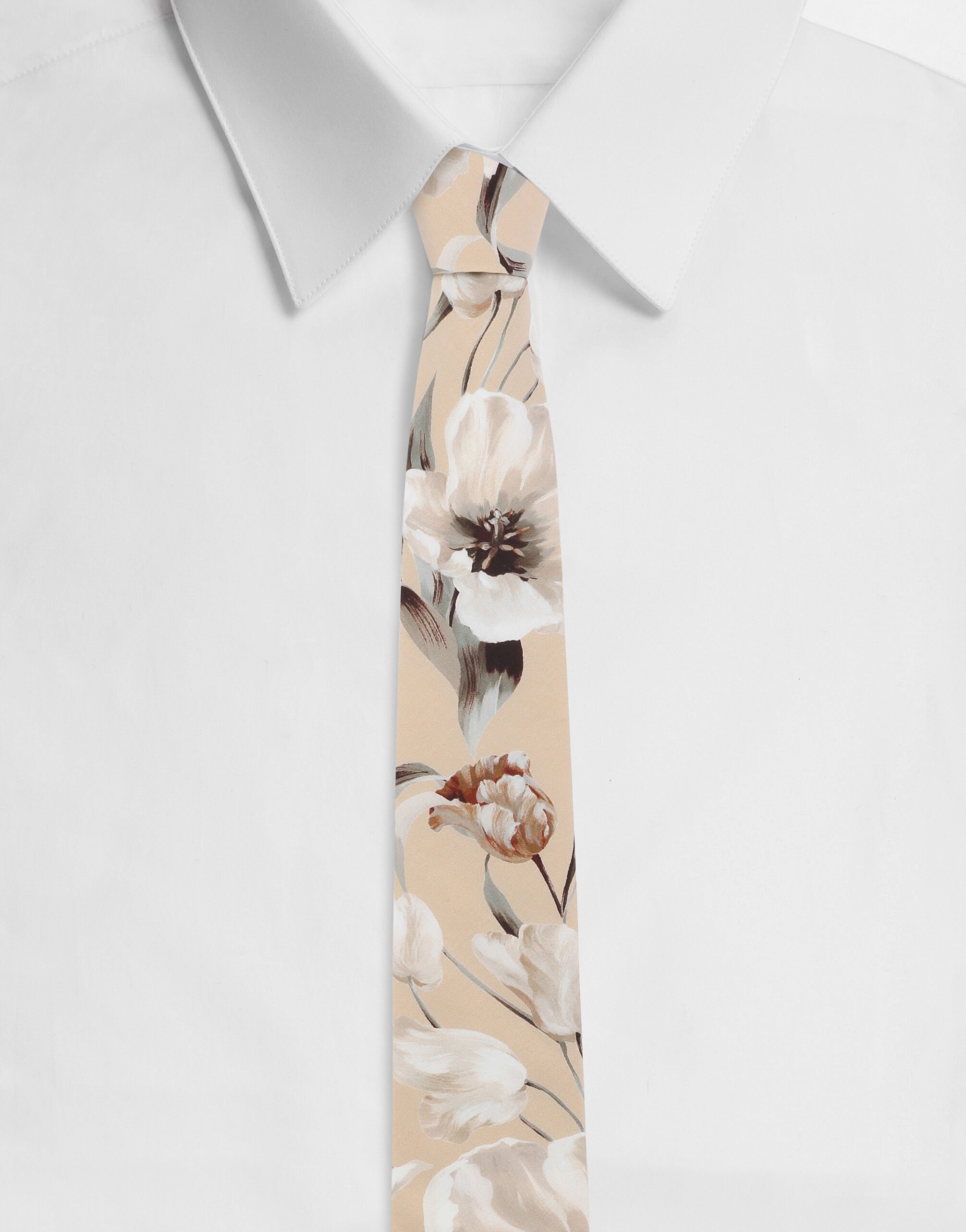 Dolce & Gabbana Corbata de popelina con estampado de flores Imprima GQ260EG1S78