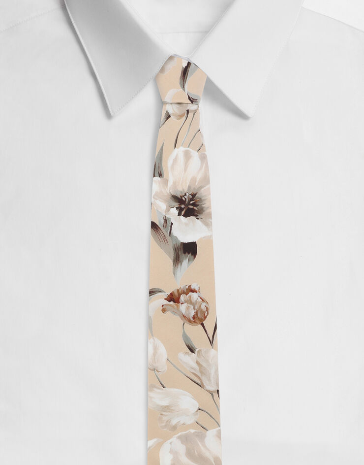 Dolce & Gabbana Cravatta in popeline stampa fiori Stampa GT149EG1S82